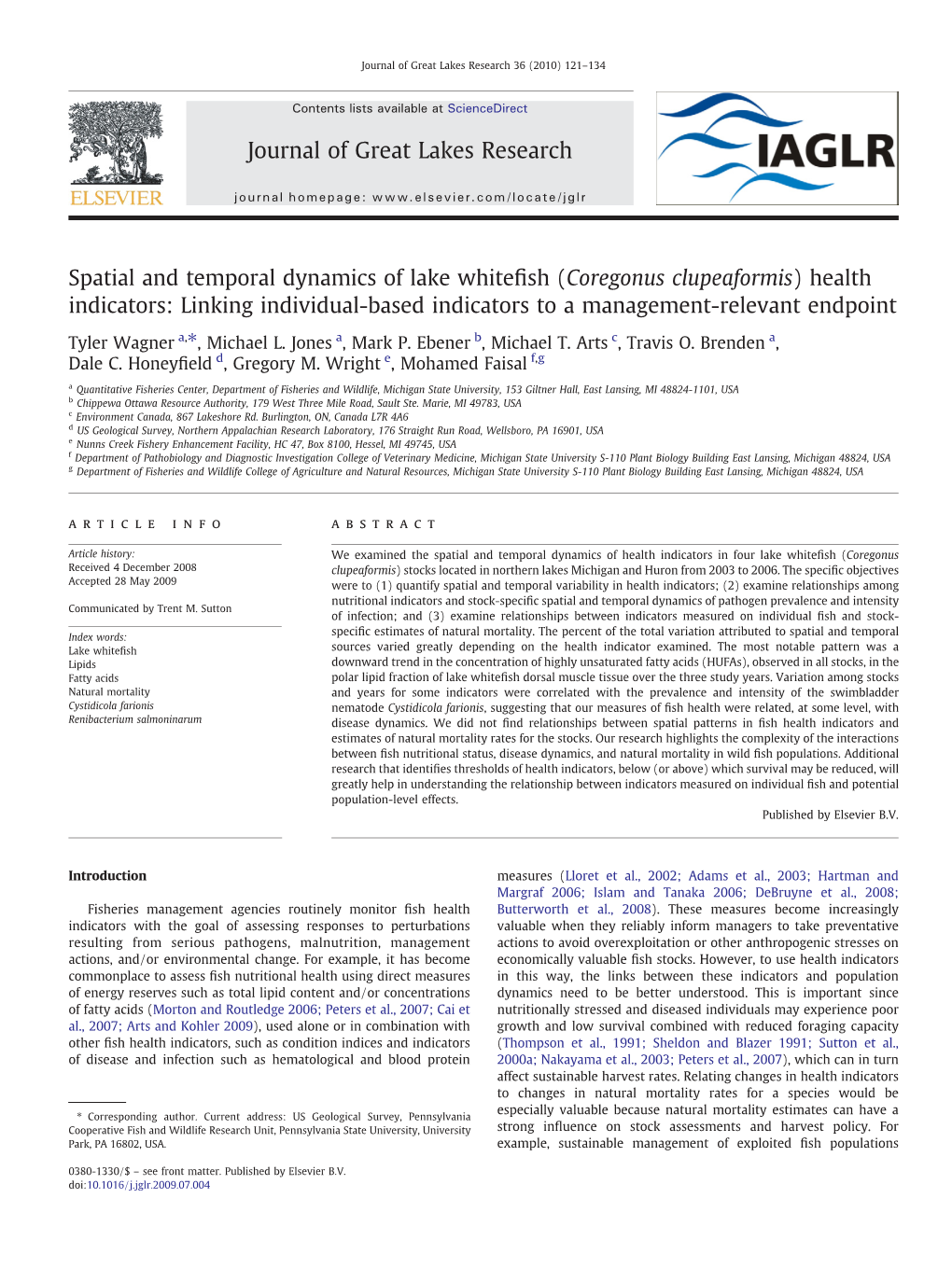 Spatial and Temporal Dynamics of Lake Whitefish