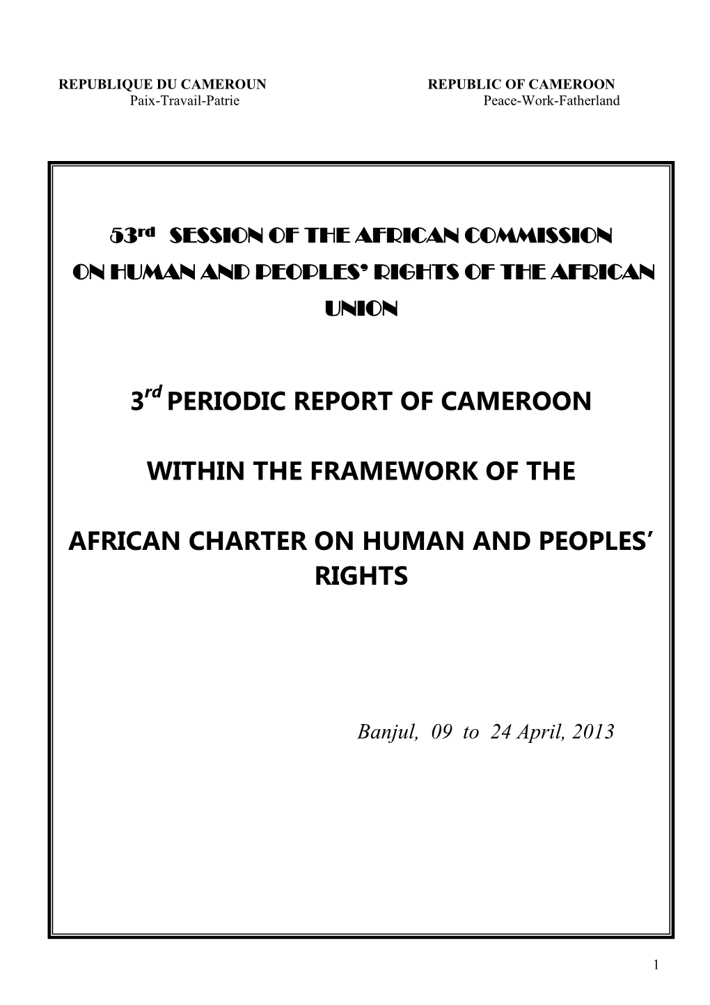 3Rd PERIODIC REPORT of CAMEROON