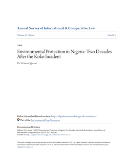 Environmental Protection in Nigeria: Two Decades After the Koko Incident Dr