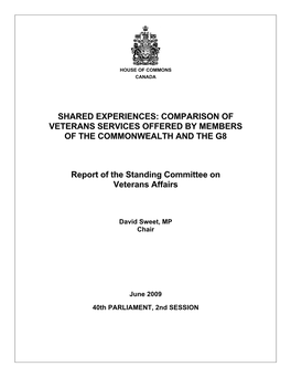 Shared Experiences: Comparison of Veterans Services Offered by Members of the Commonwealth and the G8