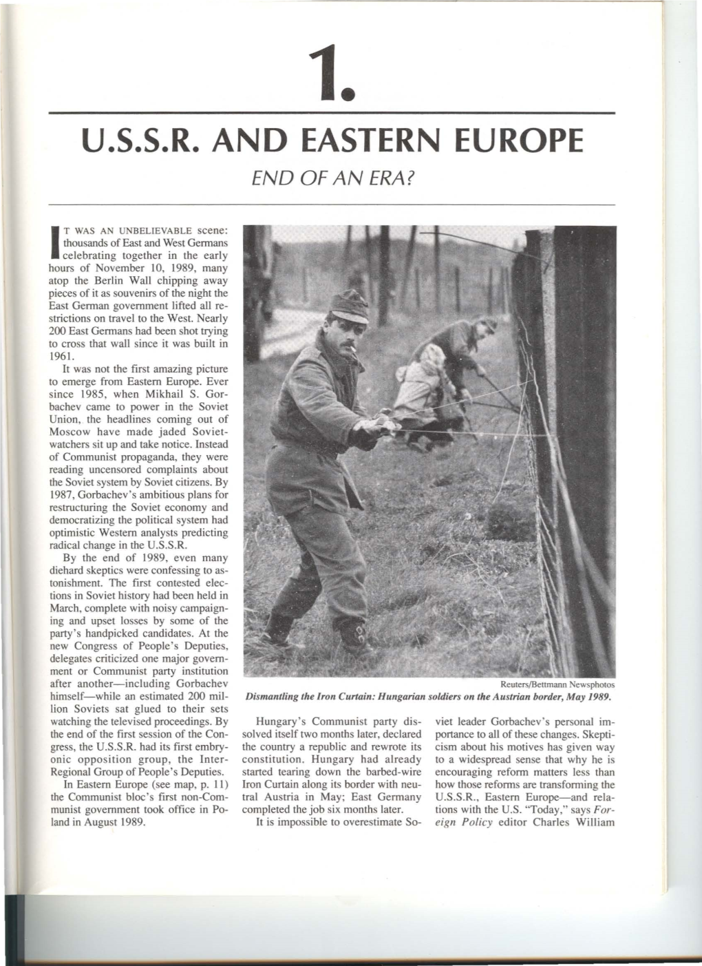 U.S.S.R. and Eastern Europe End of an Era?