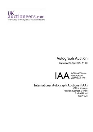 Autograph Auction Saturday 26 April 2014 11:00