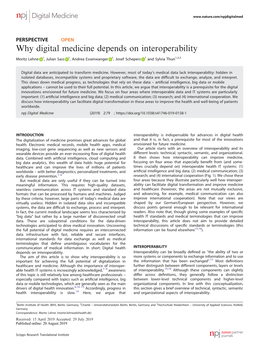 Why Digital Medicine Depends on Interoperability