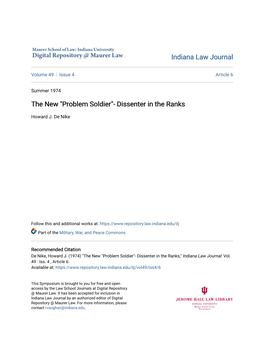 Problem Soldier"- Dissenter in the Ranks