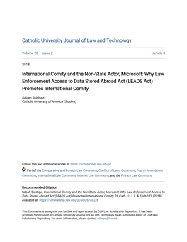 Why Law Enforcement Access to Data Stored Abroad Act (LEADS Act) Promotes International Comity