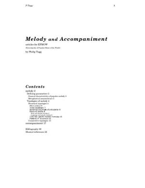 Melody and Accompaniment Articles for EPMOW (Encyclopedia of Popular Music of the World) by Philip Tagg