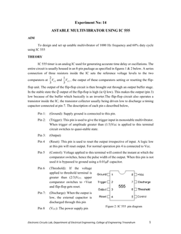 Experiment No: 14 ASTABLE MULTIVIBRATOR USING IC