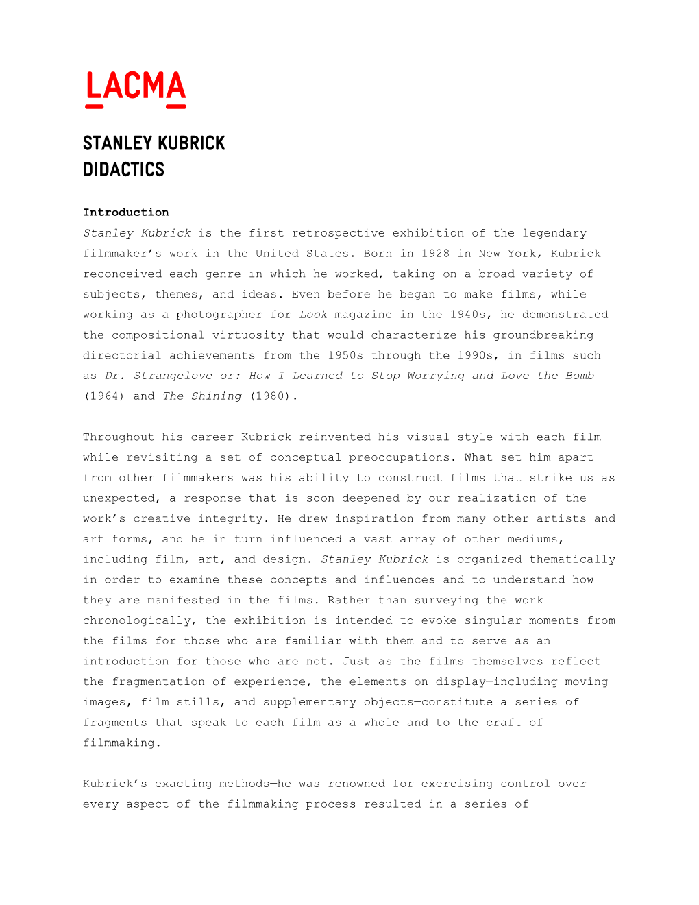 Stanley Kubrick Didactics