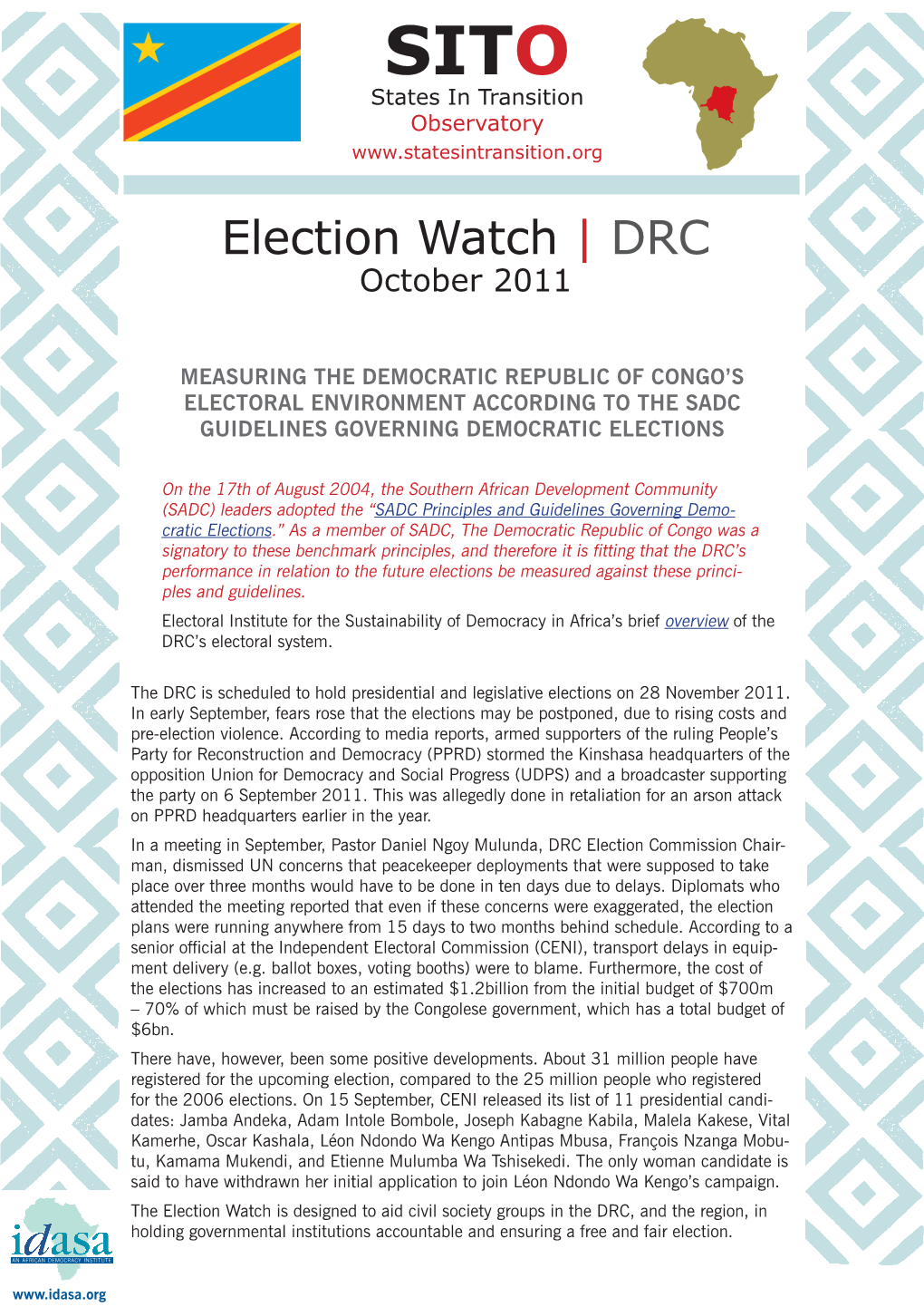 Election Watch | DRC October 2011