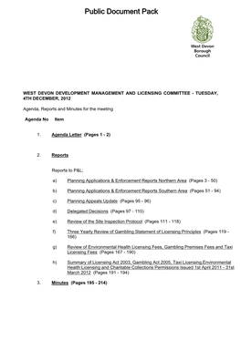 (Public Pack)Agenda Document for West Devon Development