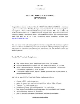 Ak-3 Pro World Scale Tuning Setup Guide