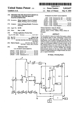 United States Patent 19 11 Patent Number: 5,413,627 Landeck Et Al
