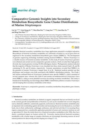 Comparative Genomic Insights Into Secondary Metabolism Biosynthetic Gene Cluster Distributions of Marine Streptomyces