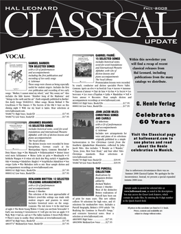 2008 Fall Classical Update