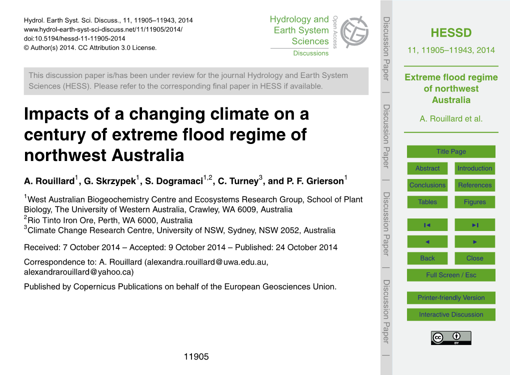 Extreme Flood Regime of Northwest Australia