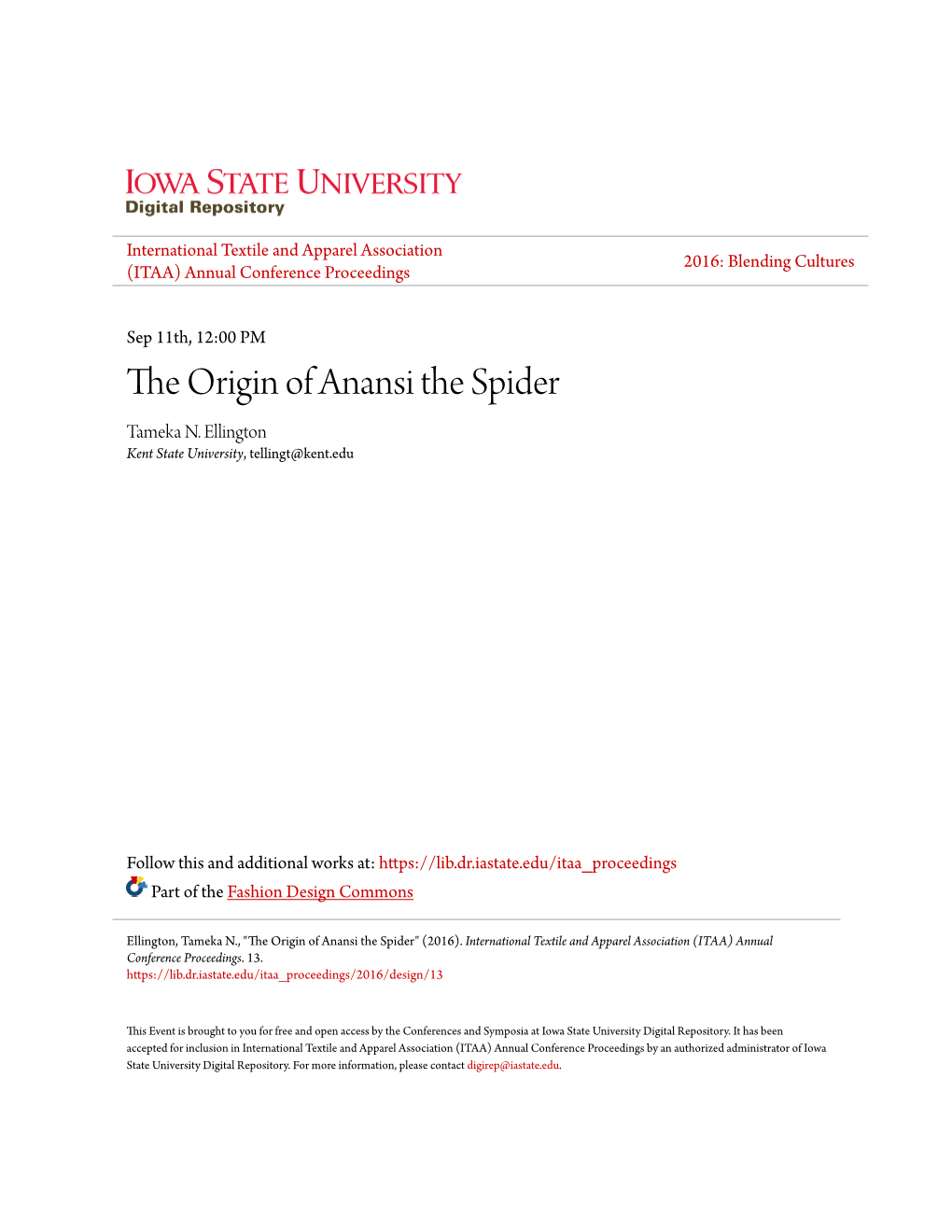 The Origin of Anansi the Spider Tameka N