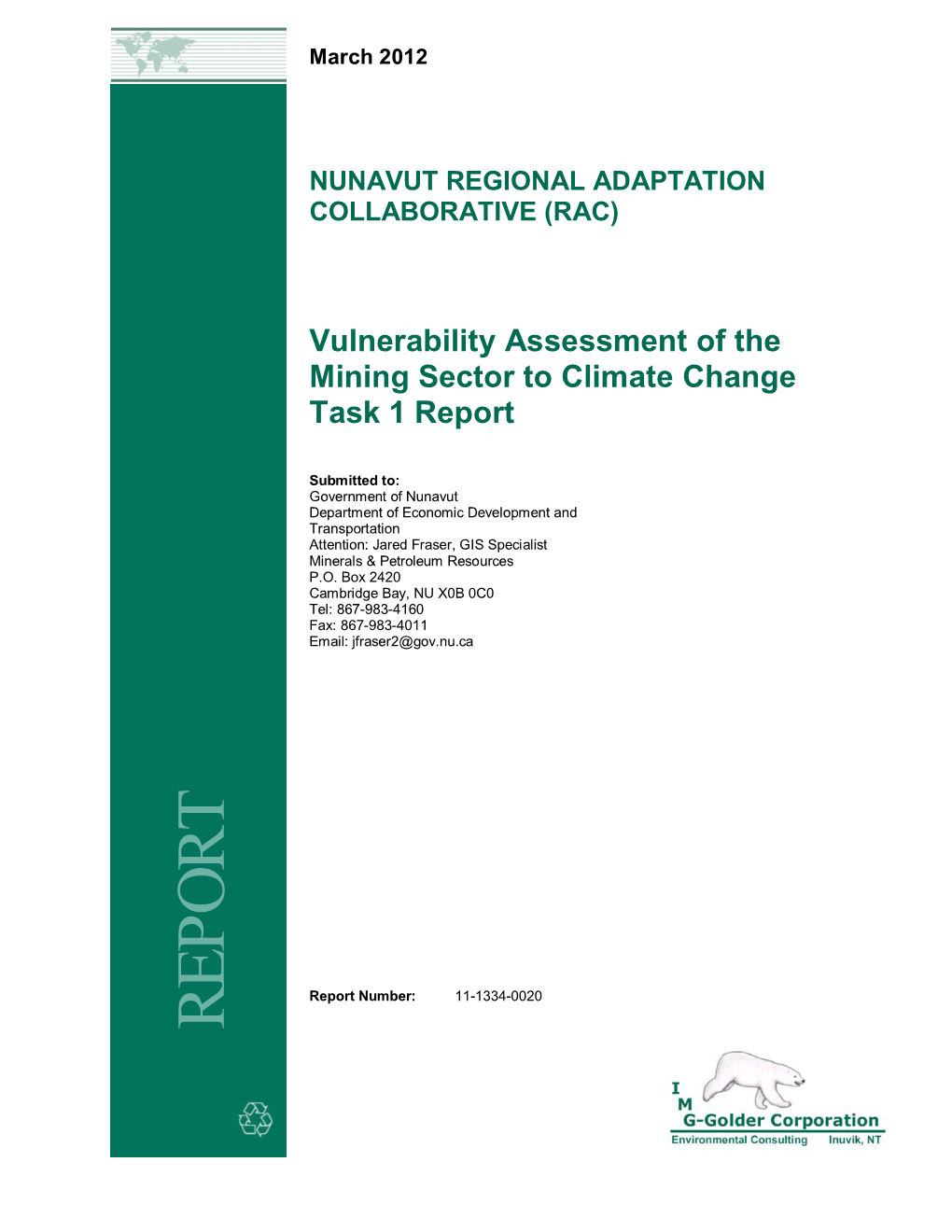 Vulnerability Assessment of Nunavut's Mining Sector to Climate Change