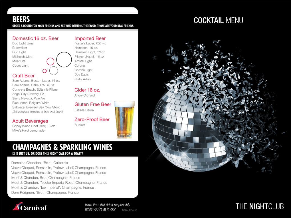 The Nightclub Cocktail Menu