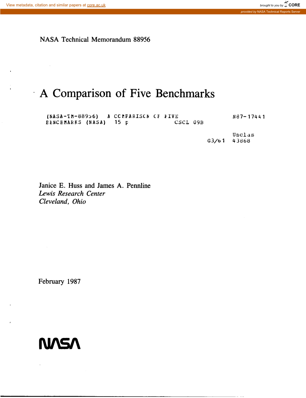 A Comparison of Five Benchmarks