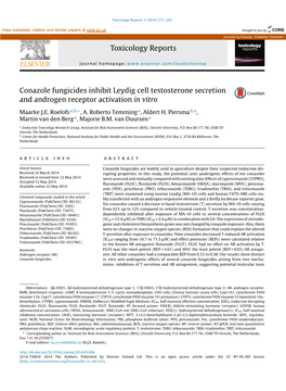 Conazole Fungicides Inhibit Leydig Cell Testosterone Secretion And