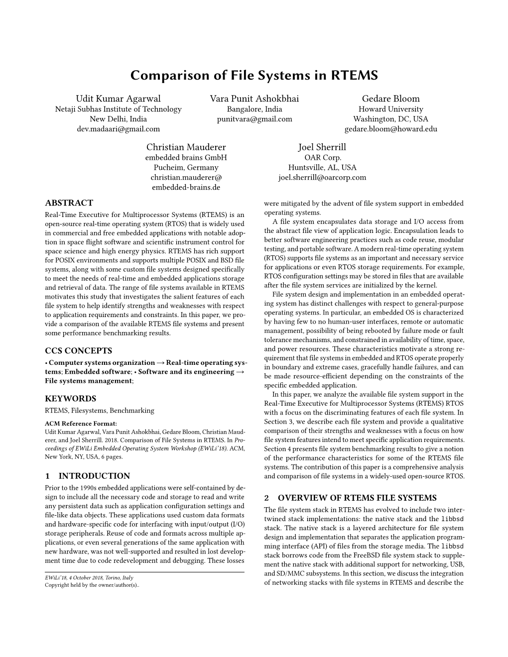 Comparison of File Systems in RTEMS