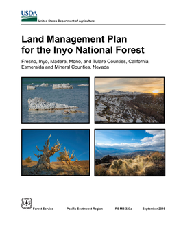 Land Management Plan for the Inyo National Forest Fresno, Inyo, Madera, Mono, and Tulare Counties, California; Esmeralda and Mineral Counties, Nevada