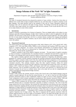 Image Schema of the Verb “Sè” in Igbo Semantics B.M