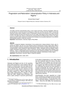 Industrialization Policy in Indonesia and Nigeria $ 1. Introduction