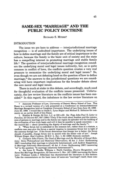 Same-Sex Marriage and the Public Policy Doctrine