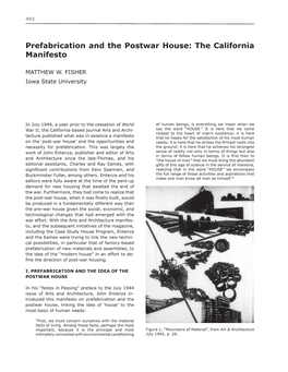 Prefabrication and the Postwar House: the California Manifesto