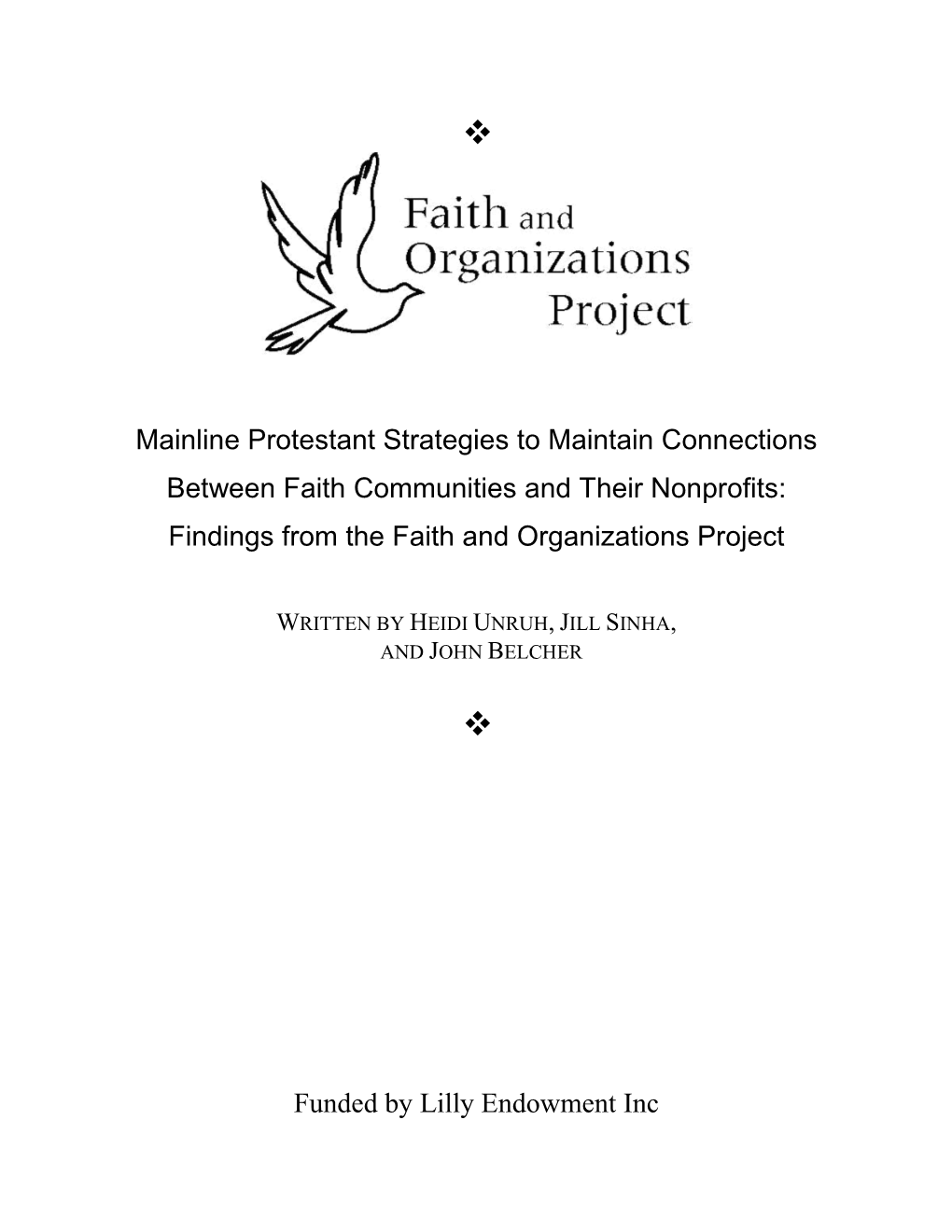 Mainline Protestant Strategies to Maintain Connections Between Faith Communities and Their Nonprofits: Findings from the Faith and Organizations Project