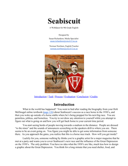 Seabiscuit a Webquest for 9Th Grade English
