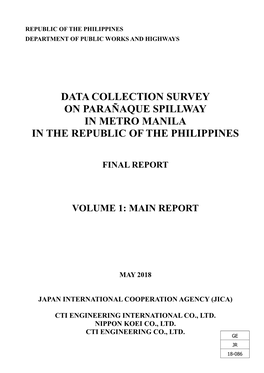 Data Collection Survey on Parañaque Spillway in Metro Manila in the Republic of the Philippines