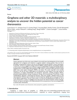 Theranostics Graphene and Other 2D Materials: a Multidisciplinary
