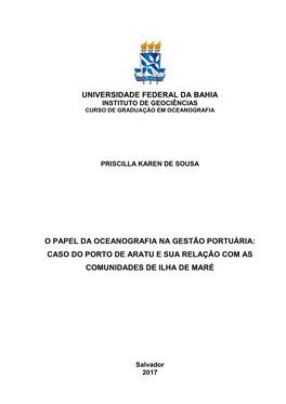 Universidade Federal Da Bahia O Papel Da Oceanografia Na