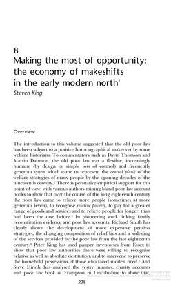 Making the Most of Opportunity: the Economy of Makeshifts in the Early Modern North1