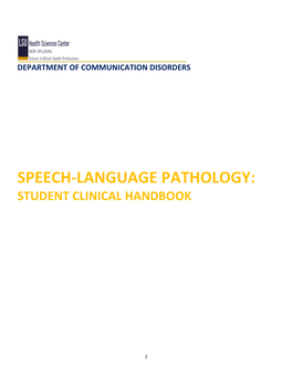 Speech-Language Pathology: Student Clinical Handbook
