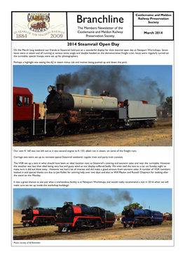 Branchline Society the Members Newsletter of the Castlemaine and Maldon Railway March 2014 Preservation Society