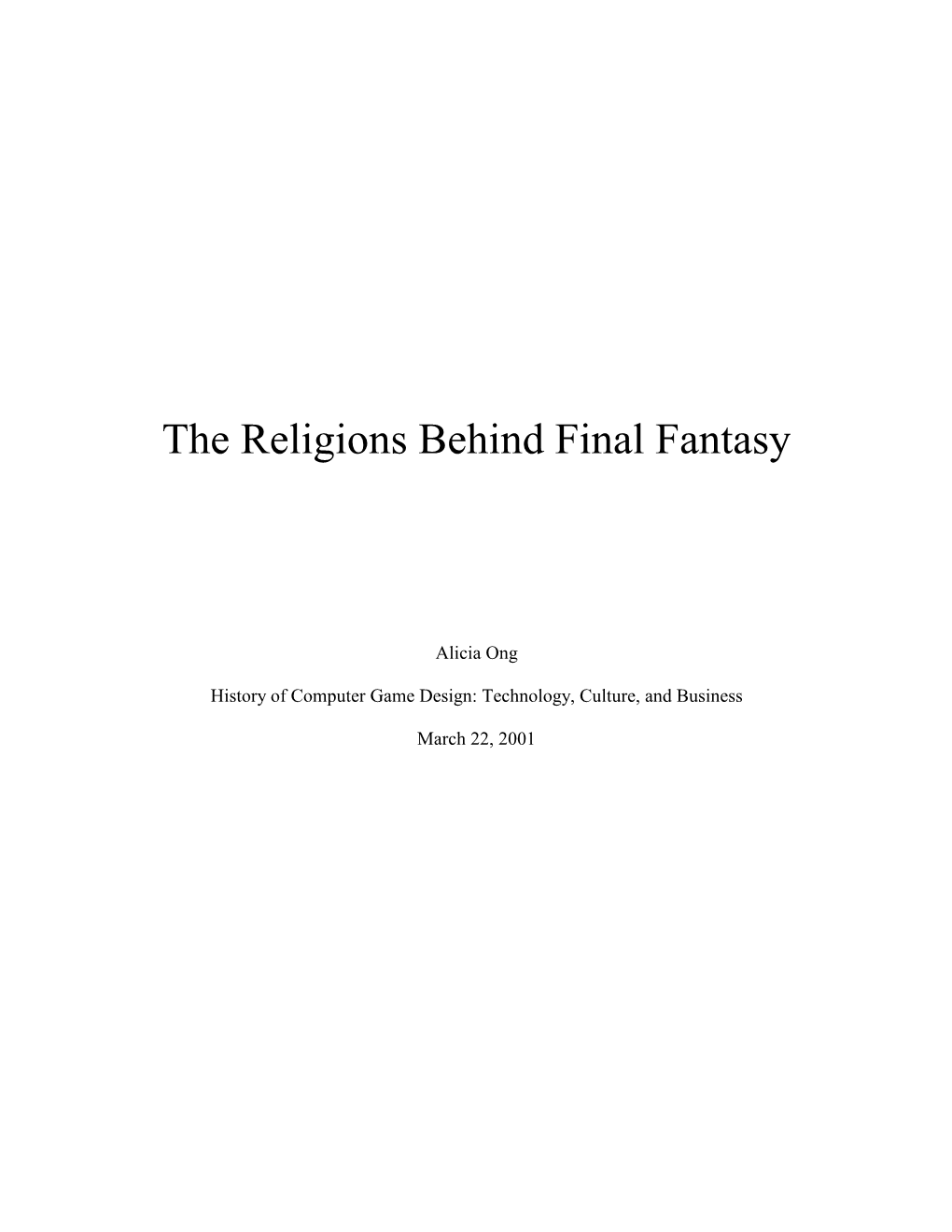 The Religions Behind Final Fantasy