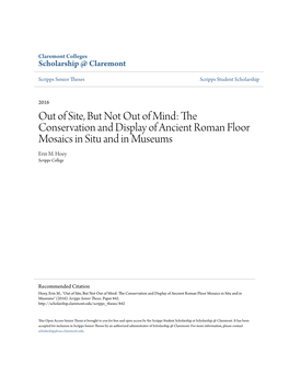 The Conservation and Display of Ancient Roman Floor Mosaics in Situ and in Museums Erin M