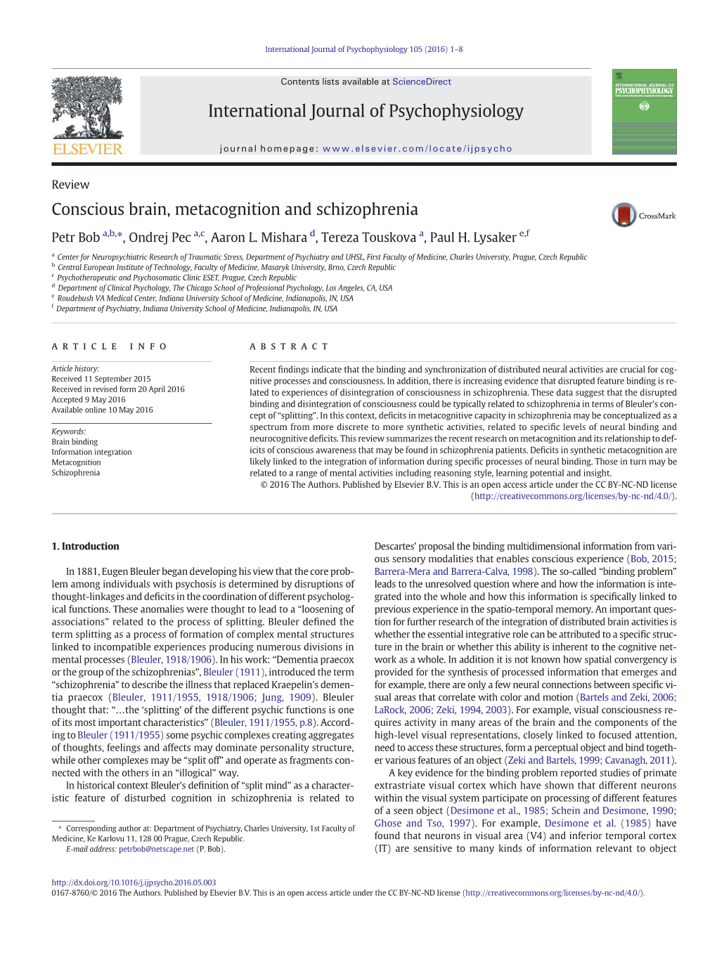 Conscious Brain, Metacognition and Schizophrenia