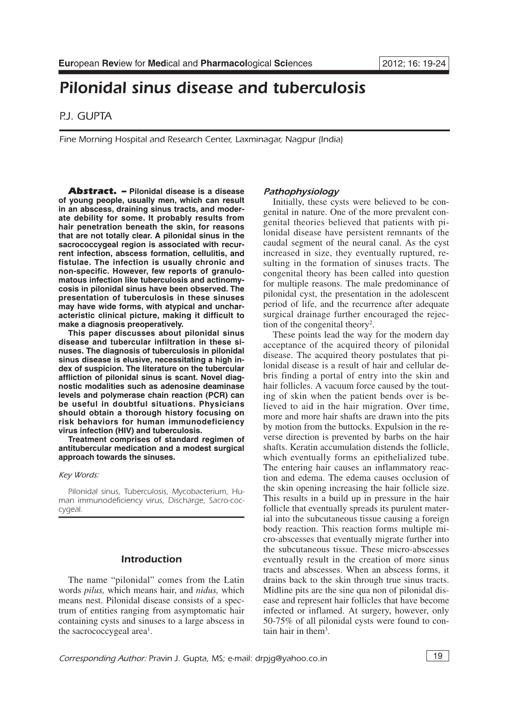 Pilonidal Sinus Disease and Tuberculosis