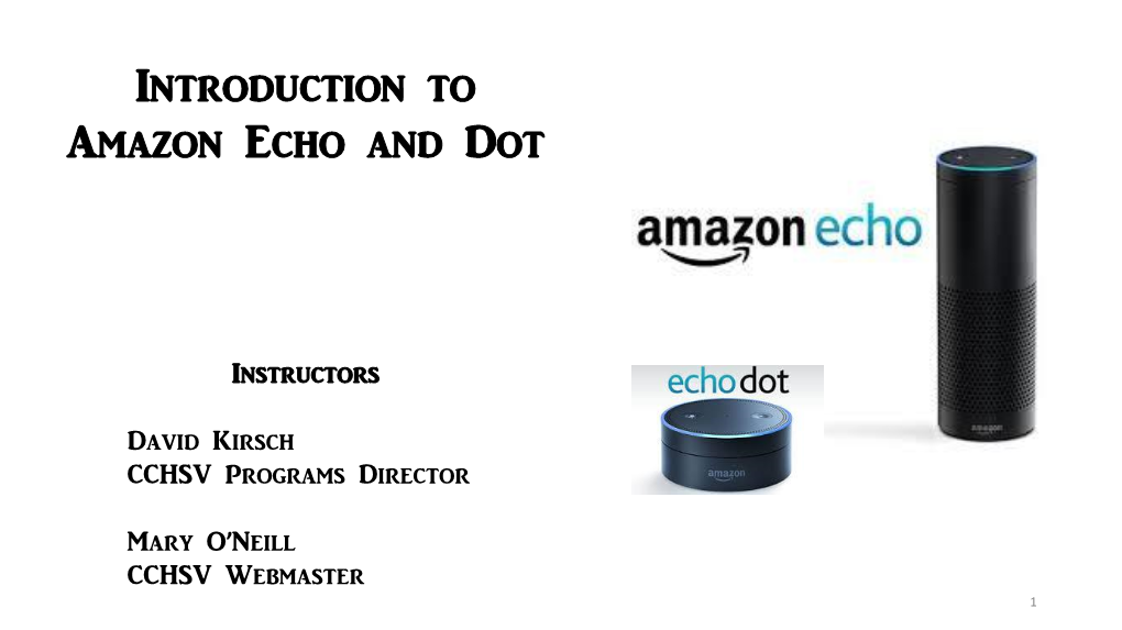 Introduction to Amazon Echo and Dot Class