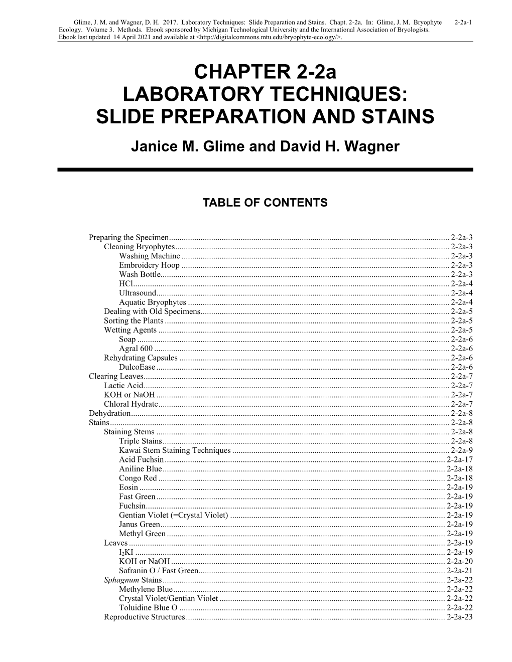 Laboratory Techniques: Slide Preparation and Stains