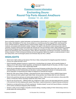 Enchanting Douro: Round-Trip Porto Aboard Amadouro October 14 – 22, 2022