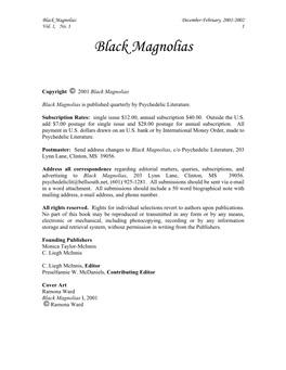 Black Magnolias December-February, 2001-2002 Vol