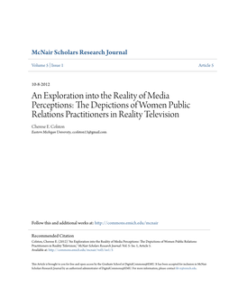 An Exploration Into the Reality of Media Perceptions: the Depictions of Women Public Relations Practitioners in Reality Television