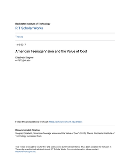 American Teenage Vision and the Value of Cool