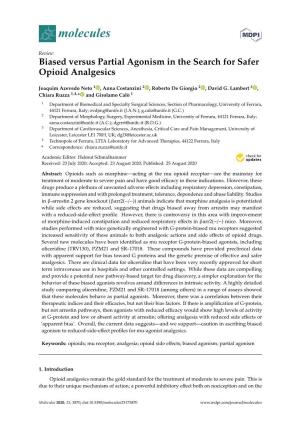 Biased Versus Partial Agonism in the Search for Safer Opioid Analgesics