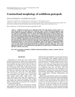 Constructional Morphology of Cerithiform Gastropods